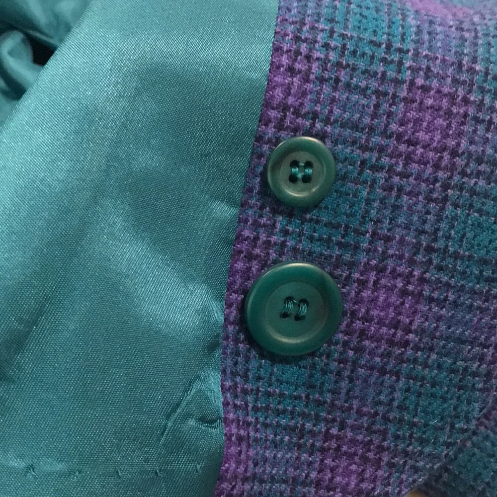 Vintage Pendleton Wool Suit Womens Size 18W Blue Plaid 2 Piece Skirt Blazer USA - Picture 10 of 16